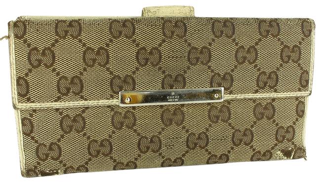 Gucci Brown Gg Canvas Long Purse Wallet