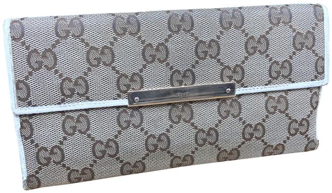 Gucci Brown Gg139 Gg Canvas Long Bifold Wallet