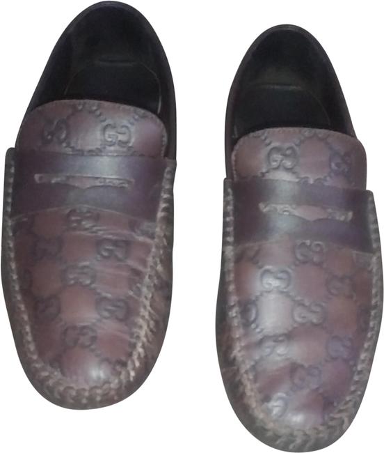 Gucci Brown Guccisima Penny Loafer Flats  Wide C, D