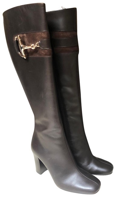 Gucci Brown Horsebit Leather Boots Booties US 4.5