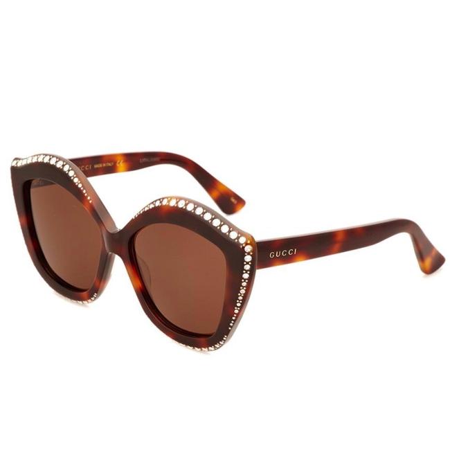 Gucci Brown Limited 53mm Crystal Cat Eye Sunglasses