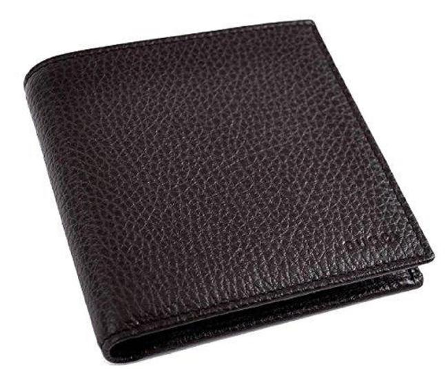 Gucci Brown Mens Dark Pebbled Leather Trifold 333042 Wallet