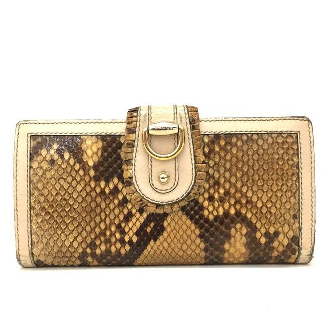 Gucci Brown Python Leather Long Bifold #2021g40 Wallet