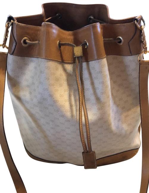 Gucci Bucket Monogram Tan Leather Hobo Bag