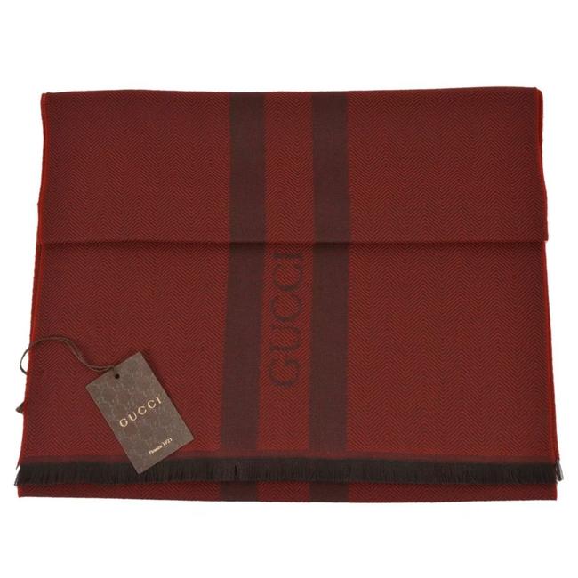 Gucci Burgundy Black 544628 Wool New Scarf Wrap
