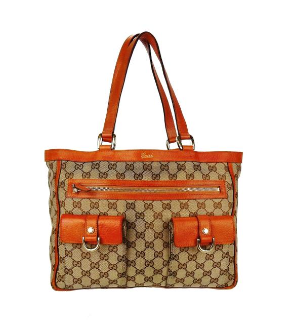 Gucci Carry All Diaper Brown Gg Monogram Canvas Leather Shoulder Bag