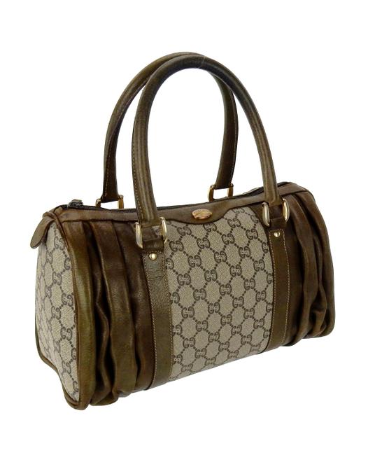 Gucci Carry All Vintage Brown Supreme Gg Plus Monogram Canvas Leather Tote