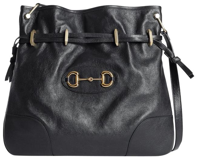 Gucci Chain Shoulder Horsebit 1955 Black Leather Messenger Bag