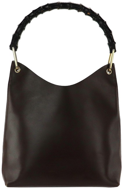 Gucci Cowhide Bamboo Brown and Black Leather Shoulder Bag