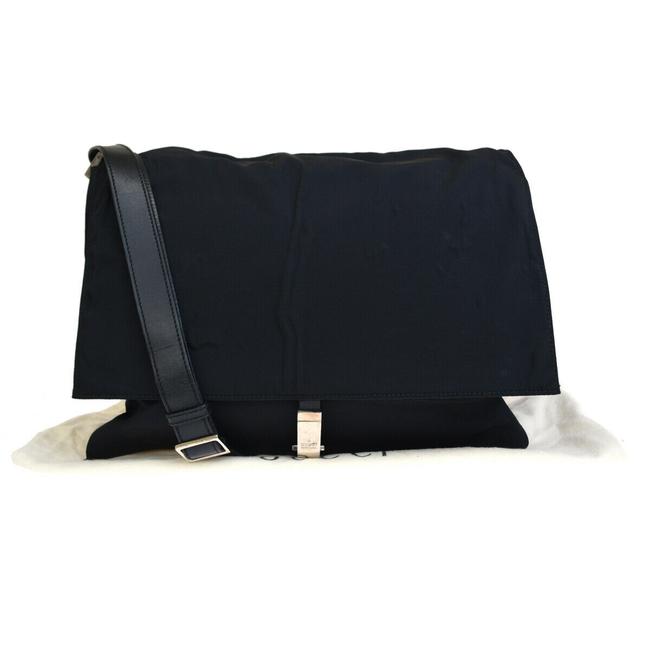 Gucci Cross Body Italy Black Nylon Leather Shoulder Bag
