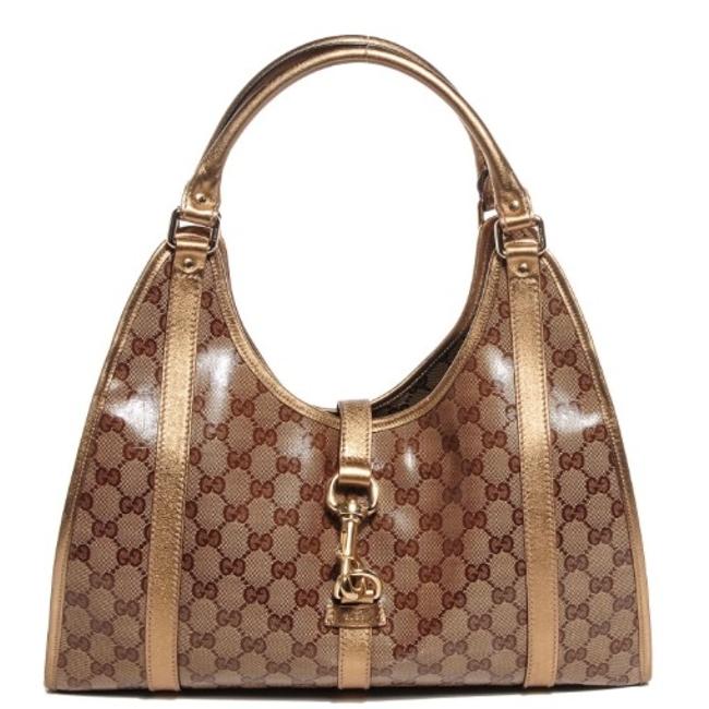 Gucci Crystal Monogram Joy Gold Canvas Shoulder Bag