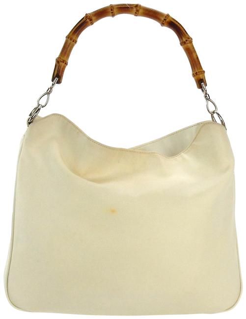 Gucci Diana Top Bamboo Handle 2 way Tote White Ballistic Nylon Shoulder Bag