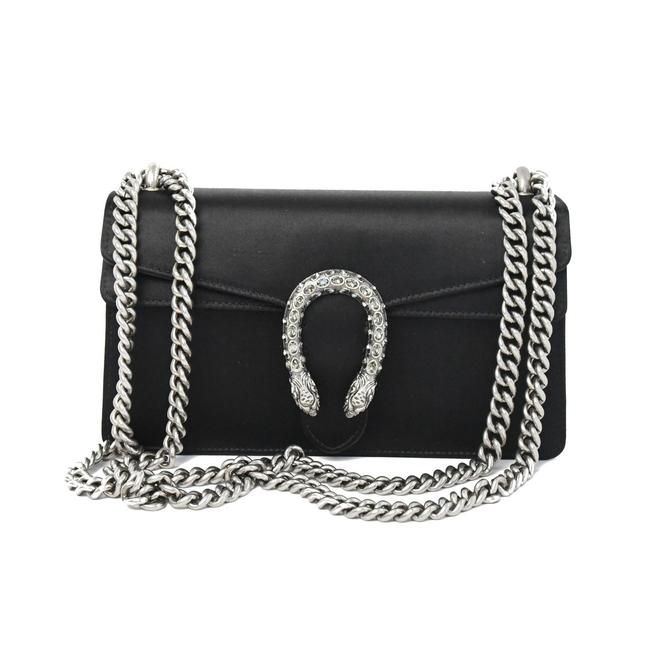 Gucci Dionysus Small Satin Black Leather Shoulder Bag