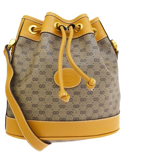 Gucci Drawstring In Italy Brown Pvc Leather Shoulder Bag