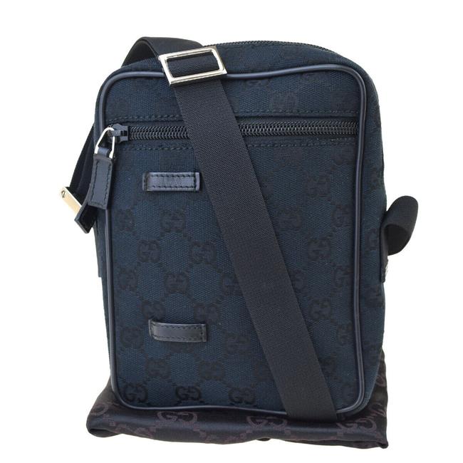 Gucci Gg Black Canvas Leather Shoulder Bag