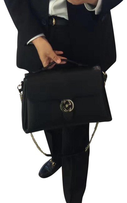 Gucci Gg Buckle Black Leather Shoulder Bag