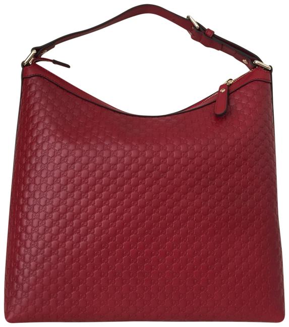 Gucci Gg Guccissima Leather Red Hobo Bag