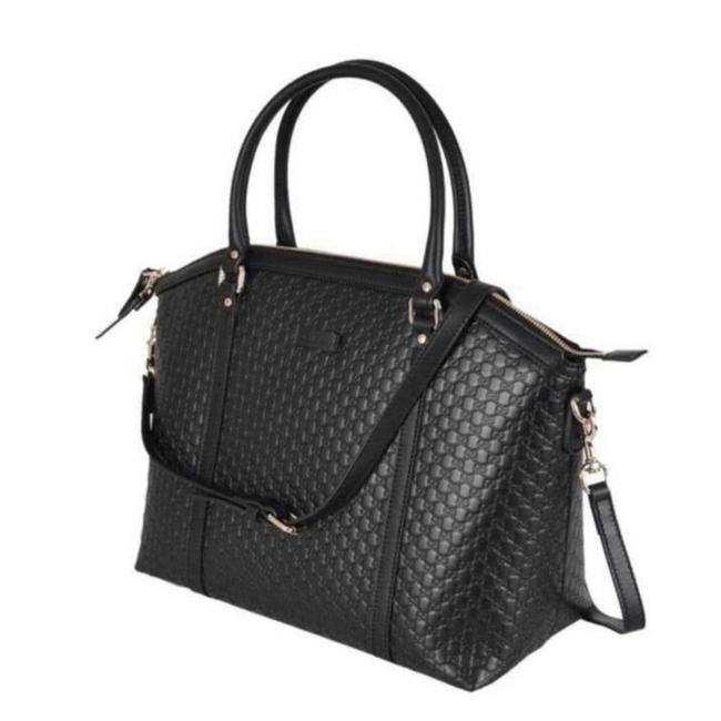 Gucci Gg Leather Tote Black Satchel