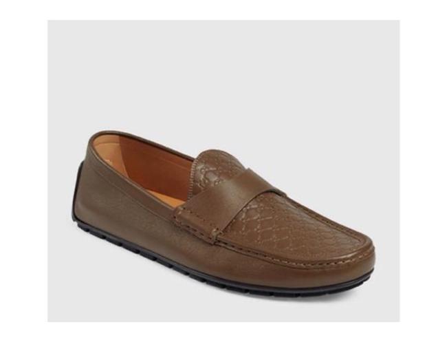 Gucci Gg Signature Leather Driver Men Loafer Flats US 10.5