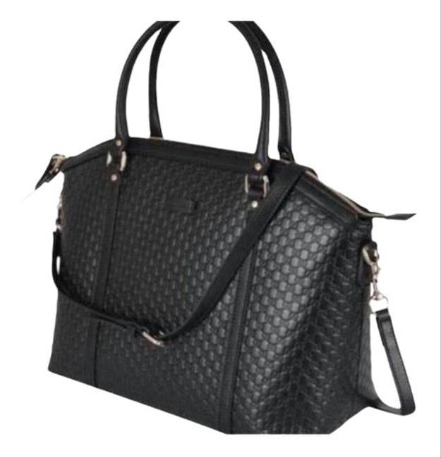 Gucci Gg Top Zipped Black Leather Satchel