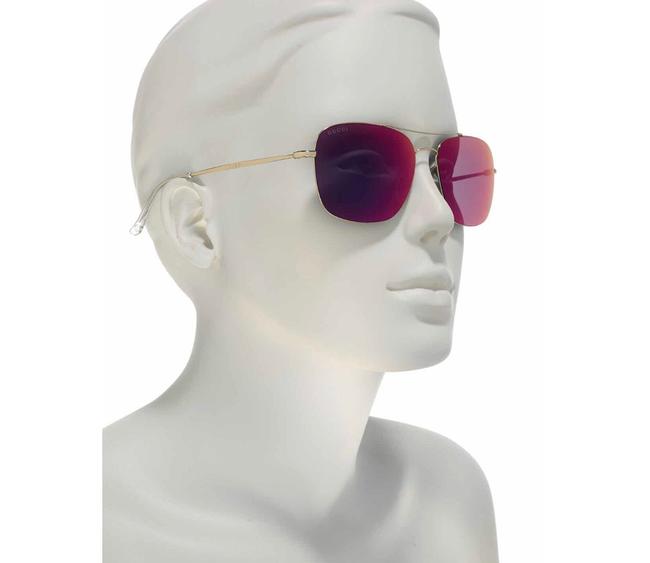 Gucci Gold &amp; Purple 58 Mm Aviator Sunglasses