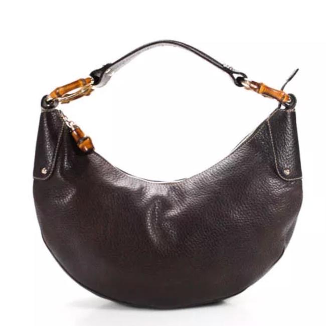 Gucci Gold Bamboo Brown Leather Hobo Bag