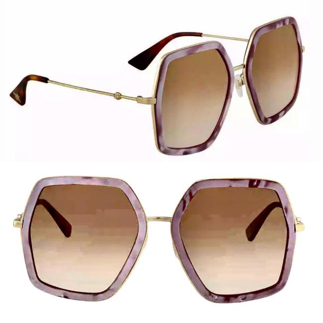 Gucci Gold Lilac Hexagon Gg 0106s 004 Sunglasses