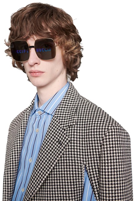 Gucci Gold New Gg0414s Guccify Mirrored Oversized Square Sunglasses