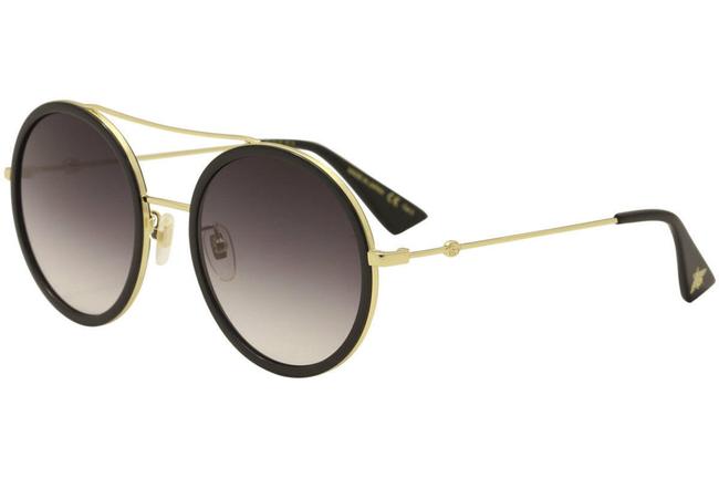 Gucci Gold Black Womens Gg0061s Gg 0061s 001 Gold Black Round 56mm Sunglasses
