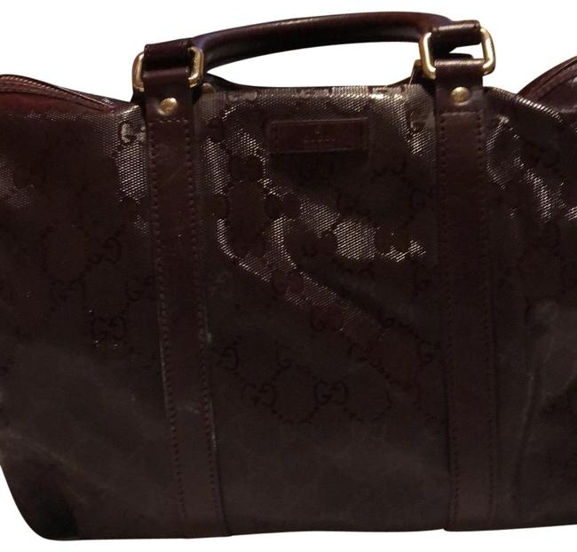 Gucci Good Condition Classic Burgundy Patent Leather Satchel