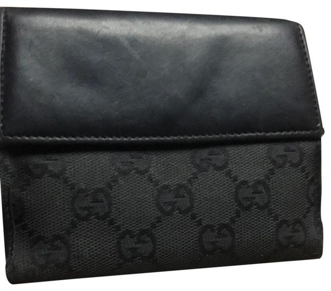 Gucci Gray &amp; Black Monogrammed Bifold Wallet