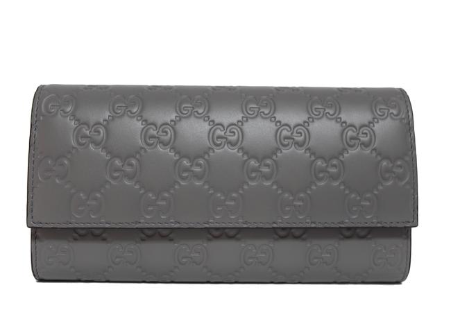 Gucci Gray Clutch New Gg Signature Continental Leather Bag Wallet