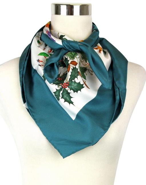 Gucci Green Large Silk Floral with Trim 022796 4409 Scarf Wrap
