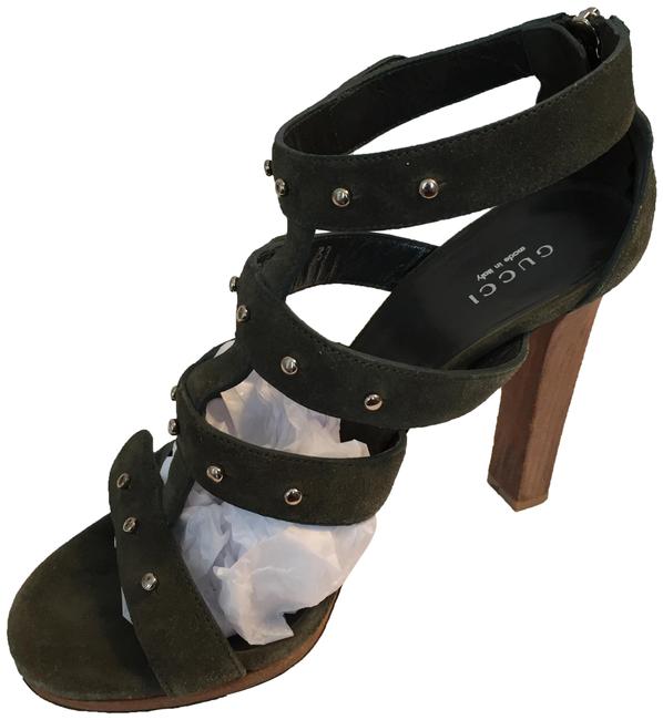 Gucci Green Olive High Heeled Sandals