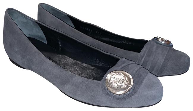 Gucci Grey Suede Crest Ornament Flats