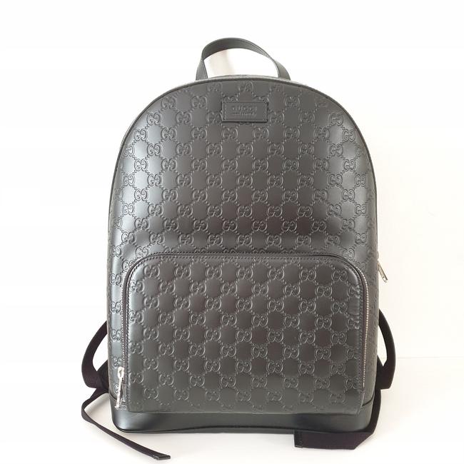 Gucci Guccissima Signature Logo Black Leather Backpack