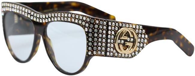 Gucci Havana 001 New Gg0144s with Light Blue Lenses Sunglasses