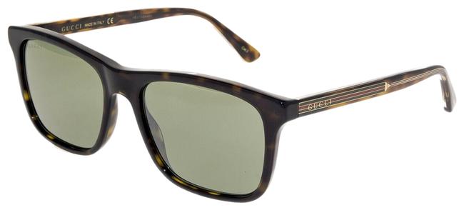 Gucci Havana Gold Green Web Stripe Square Gg0381s Sunglasses