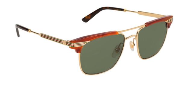 Gucci Havana Green Square Unisex Sunglasses