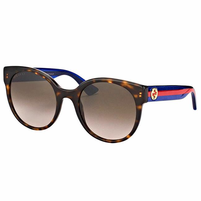 Gucci Havana Blue Red Gg0035s 004 Gg 0035s Cat Eye Sunglasses