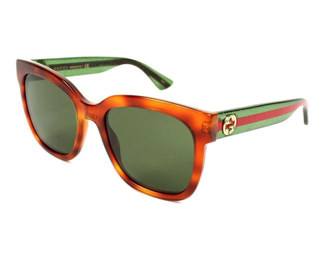 Gucci Havana | Green | Red Urban Gg Gg0034s 003 Glitter Square Sunglasses