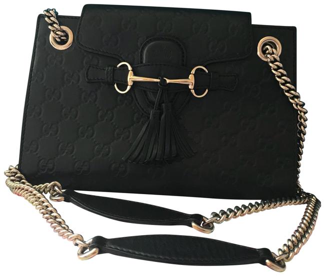 Gucci Horsebit Black Leather Shoulder Bag
