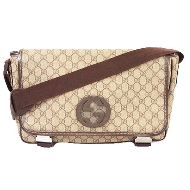 Gucci Interlocking Gg Supreme 223661 Mens Beige Shoulder Bag