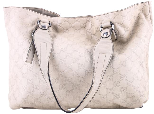 Gucci Ivory Gg Embossed Icon Bit Handbag Beige Leather Shoulder Bag