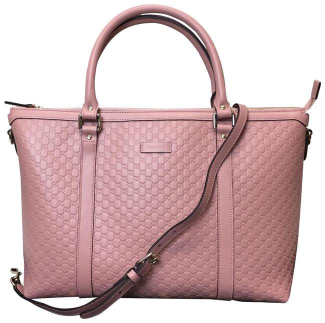 Gucci Leather Tote with Strap Pink Satchel