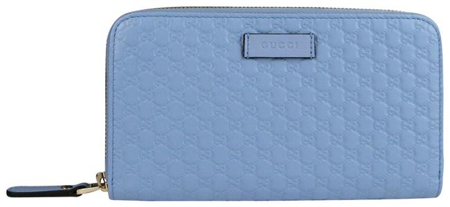 Gucci Light Blue Microguccissima Leather Zip Around 449391 4503 Wallet