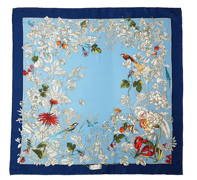 Gucci Light Blue Silk Scarf Wrap