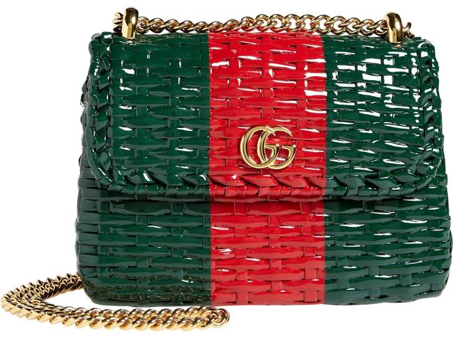 Gucci Linea Small Cestino Glazed Wicker Green Straw Shoulder Bag