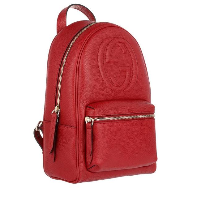 Gucci Logo Gg Red Leather Backpack