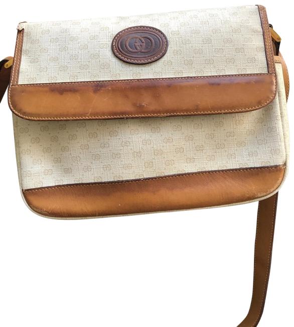 Gucci Logo Tan Leather Cross Body Bag